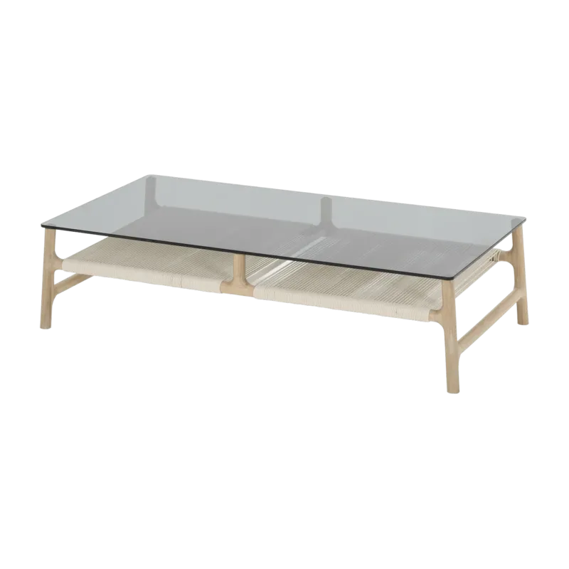 Table basse rectangulaire en chêne blanchi huilé et verre trempé gris 120 x 60 cm Fawn - Gazzda - The Cool Republic