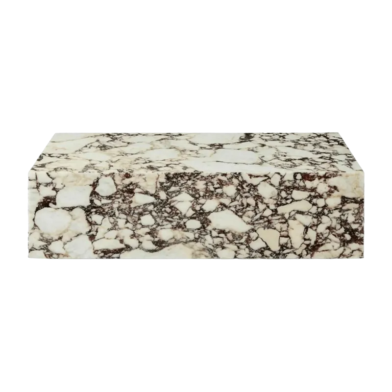 Table basse rectangulaire en marbre beige et marron 100 x 60 cm Plinth Low - Audo - The Cool Republic