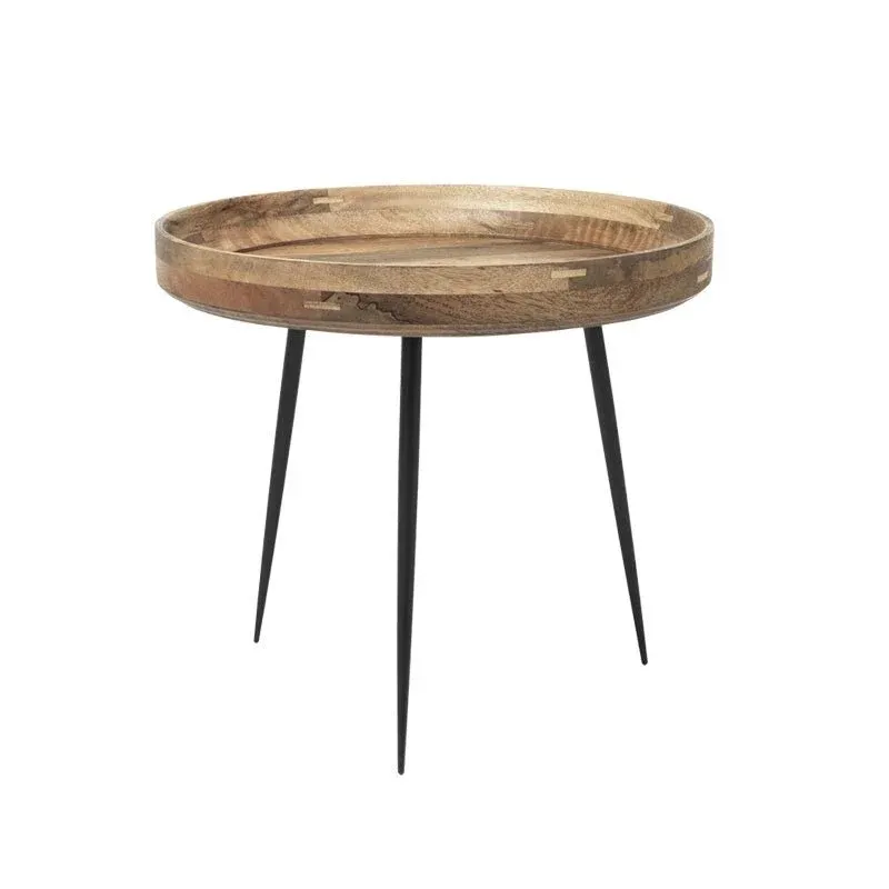 Table basse ronde en bois naturel et acier noir 46 x 52 cm Bowl - Mater - The Cool Republic