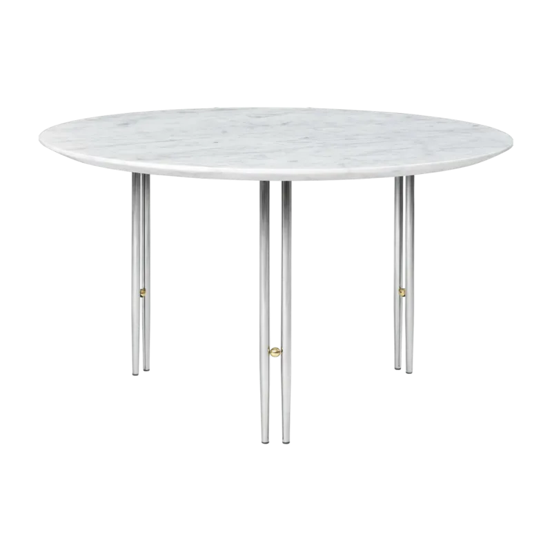 Table basse ronde en marbre blanc et base chromée 70 cm IOI - Gubi - The Cool Republic