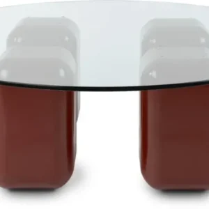 Table basse ronde en verre et bois rouge 100x31,5cm - Fest Amsterdam - The Cool Republic