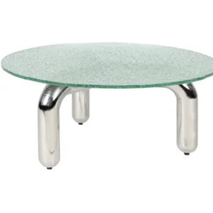 Table basse ronde en verre trempé et acier chromé 80cm Marly - Dutchbone - The Cool Republic