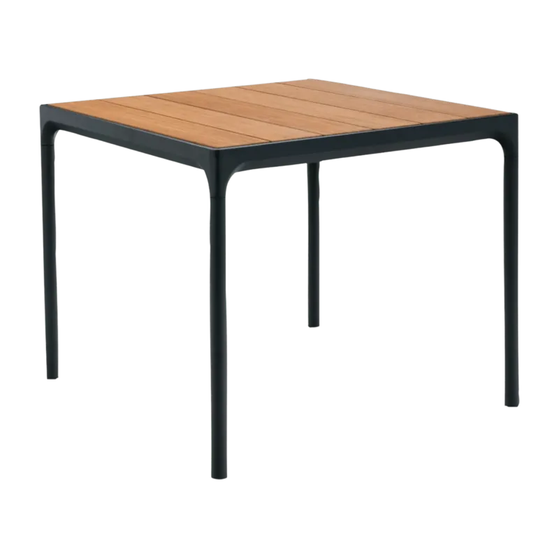 Table carrée en bambou et cadre noir FOUR - Houe - The Cool Republic