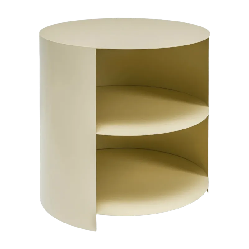 Table d'appoint à roulettes en acier beige 40 cm Hide Side - Hem - The Cool Republic