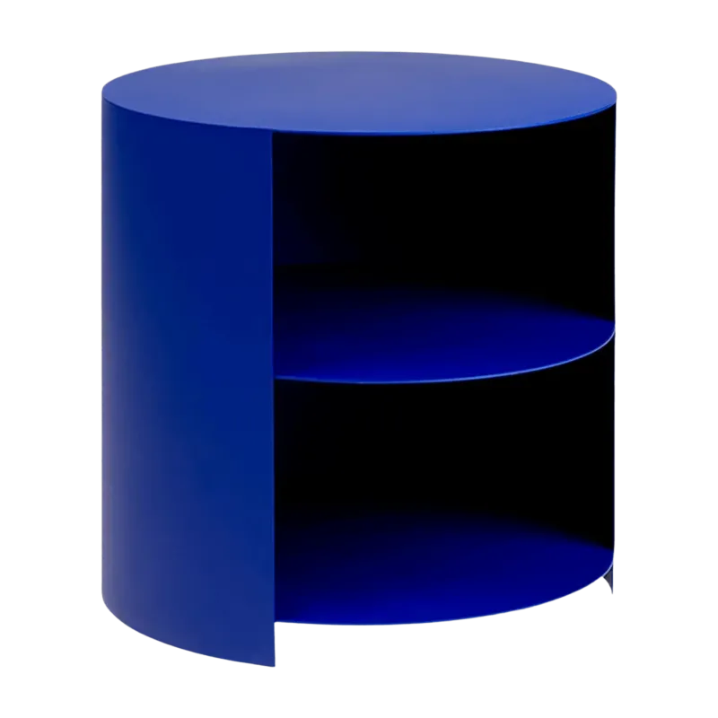 Table d'appoint à roulettes en acier bleu 40 cm Hide Side - Hem - The Cool Republic