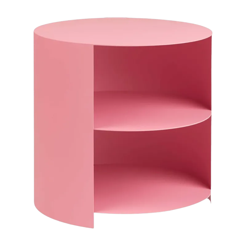 Table d'appoint à roulettes en acier rose 40 cm Hide Side - Hem - The Cool Republic