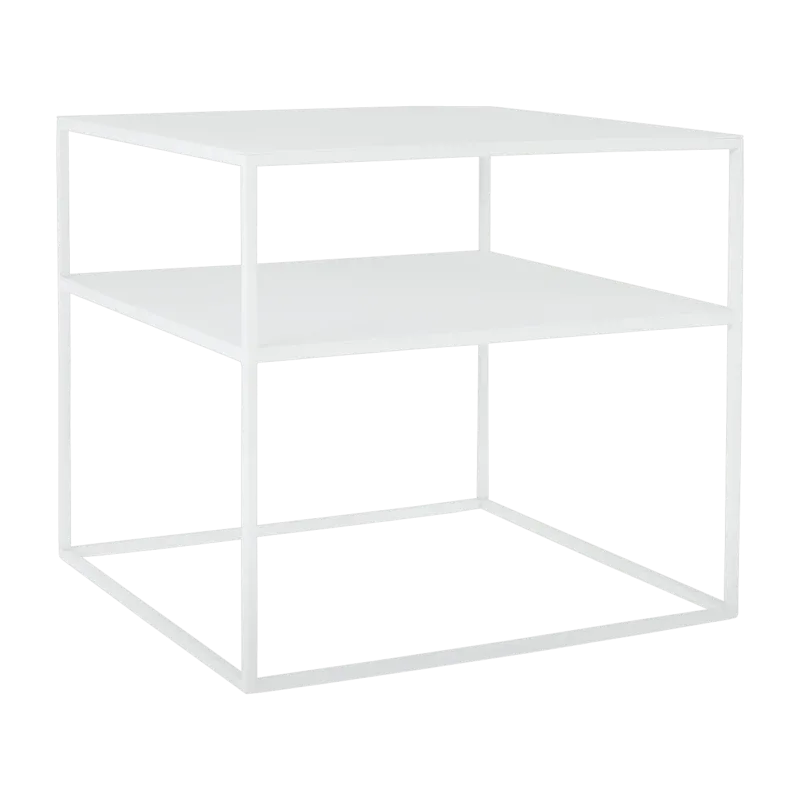 Table d'appoint carré à deux étages blanc en métal Tensio 2 - Custom Form - The Cool Republic