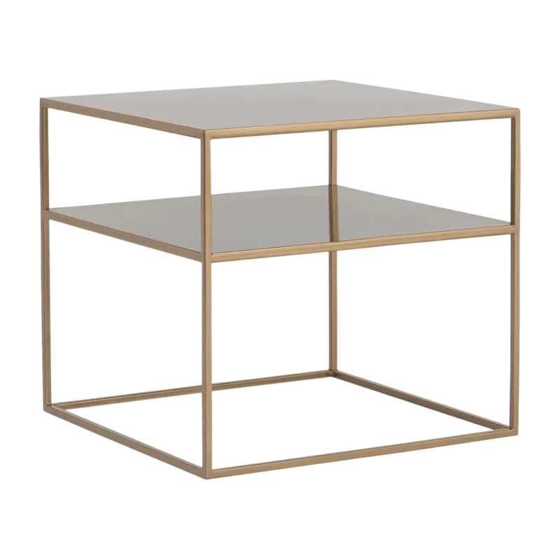 Table d'appoint carré à deux étages gold en métal 50 x 50 cm Tensio 2 - Custom Form - The Cool Republic