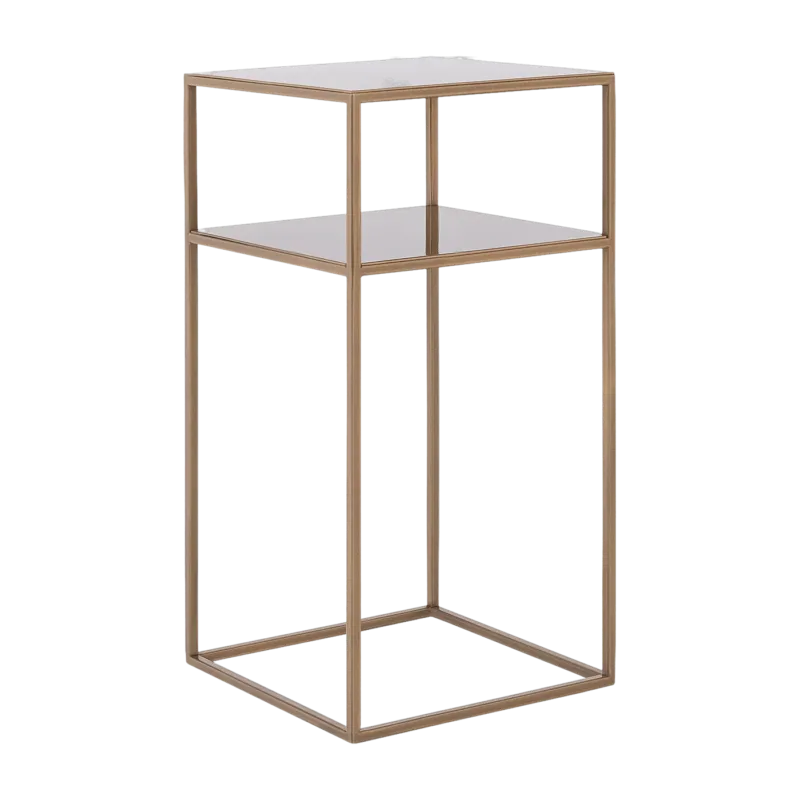 Table d'appoint carrée à deux étages gold en métal 30 x 60 cm Tensio 2 - Custom Form - The Cool Republic