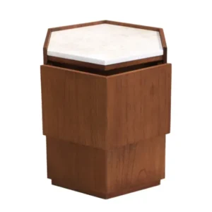 Table d'appoint en bois mindi et marbre crème 43,5x50x54cm Tomo - Versmissen - The Cool Republic