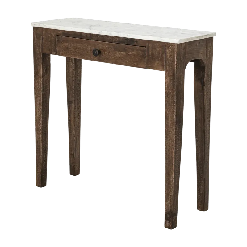 Table d'appoint en bois rustique et marbre Hauge - Bloomingville - The Cool Republic