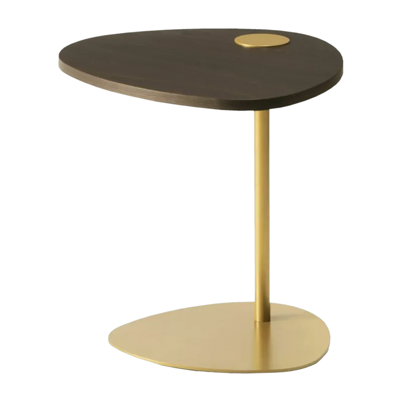 Table d'appoint en chêne fumé et piétement or Hug - Meme Design - The Cool Republic