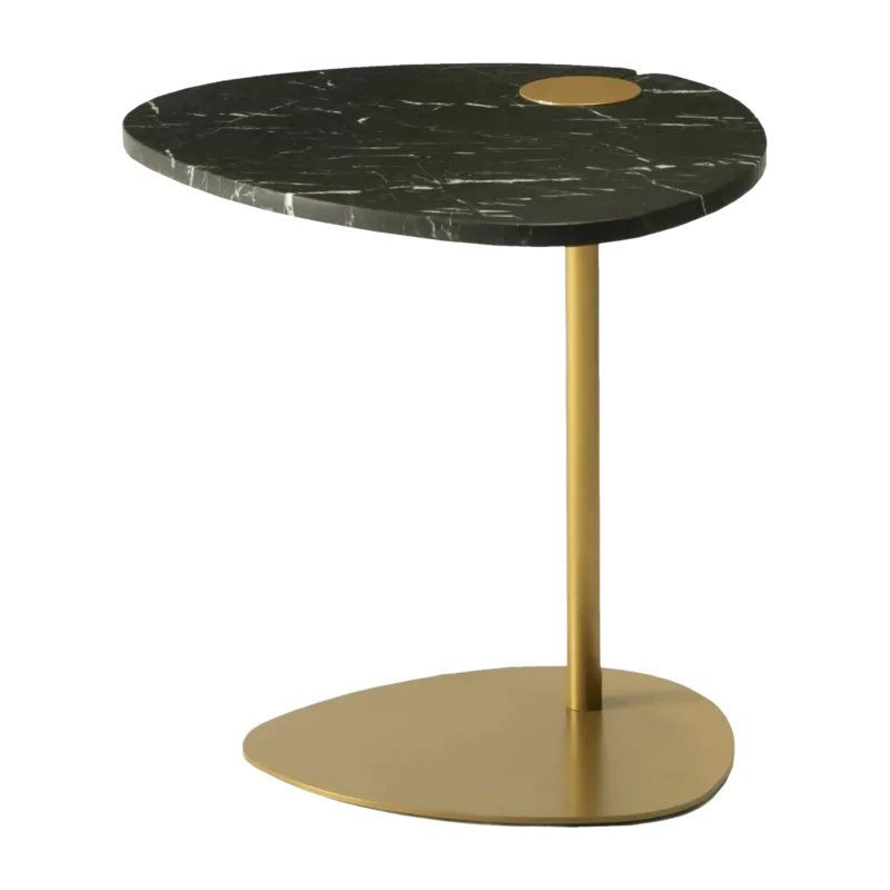 Table d'appoint en marbre noire et piétement doré Hug - Meme Design - The Cool Republic