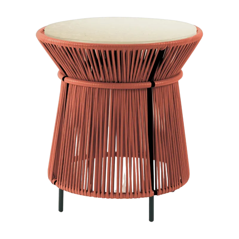 Table d'appoint marron plateau en marbre crème Caribe chic - Ames - The Cool Republic