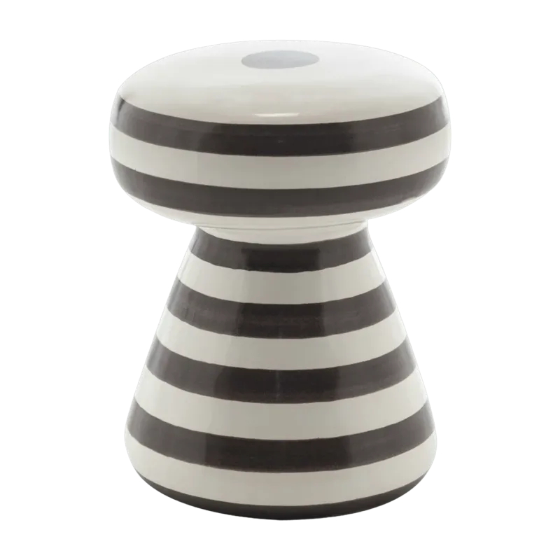 Table d'appoint ou pouf en céramique à rayures noires InOut 44 - Gervasoni - The Cool Republic