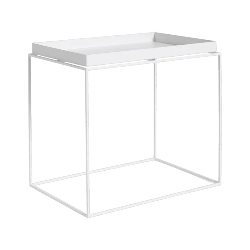 Table d'appoint rectangulaire en métal blanc 40 x 60 x 54 cm Tray - HAY - The Cool Republic
