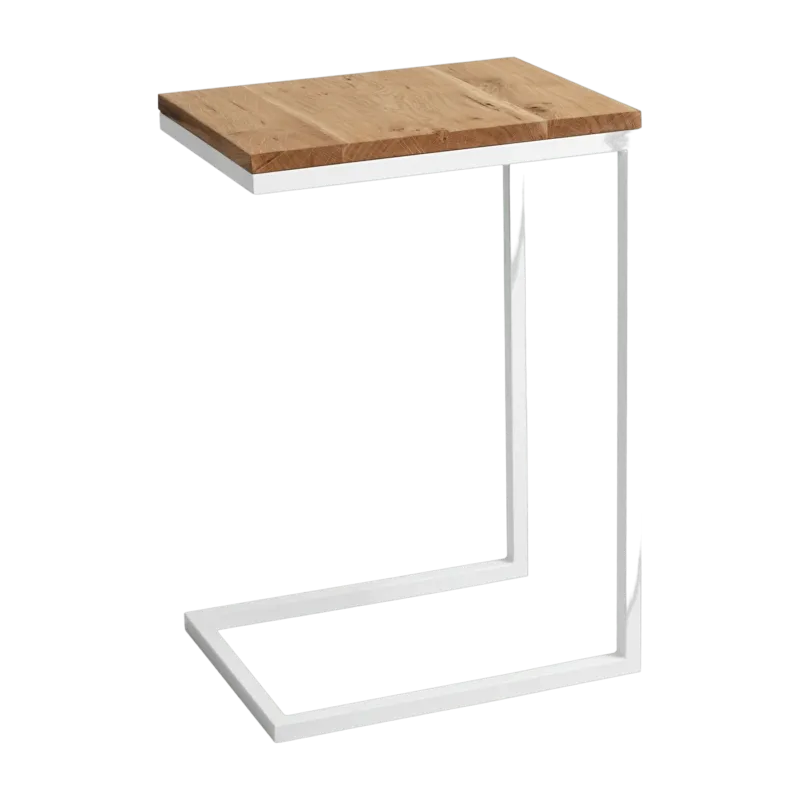 Table d'appoint rectangulaire en métal blanc et plateau chêne Lupe - Custom Form - The Cool Republic