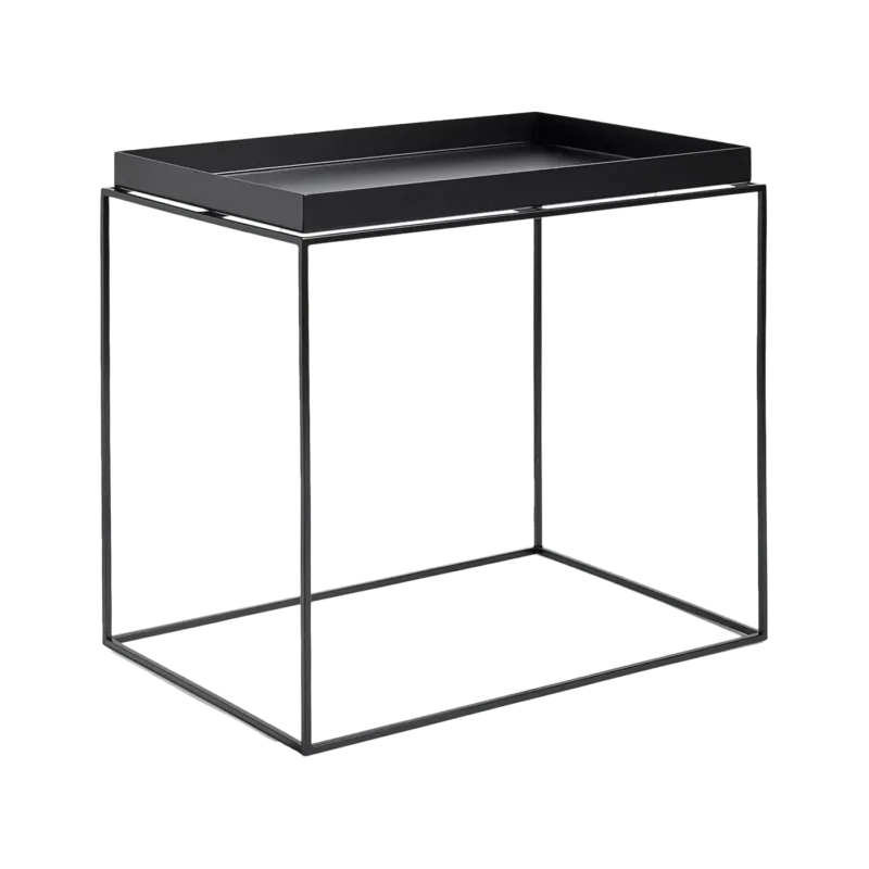 Table d'appoint rectangulaire en métal noir 40 x 60 x 54 cm Tray - HAY - The Cool Republic
