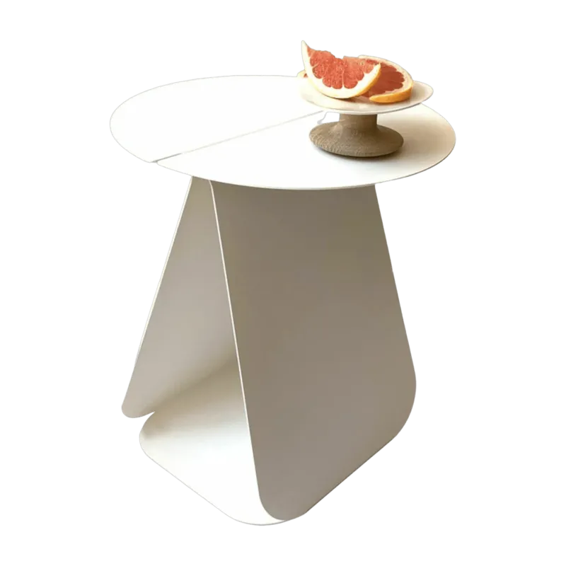 Table d'appoint ronde en acier blanc mat Youmy - Mlle Jo - The Cool Republic