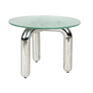 Table d'appoint ronde en verre trempé et acier chromé 60cm Marly - Dutchbone - The Cool Republic