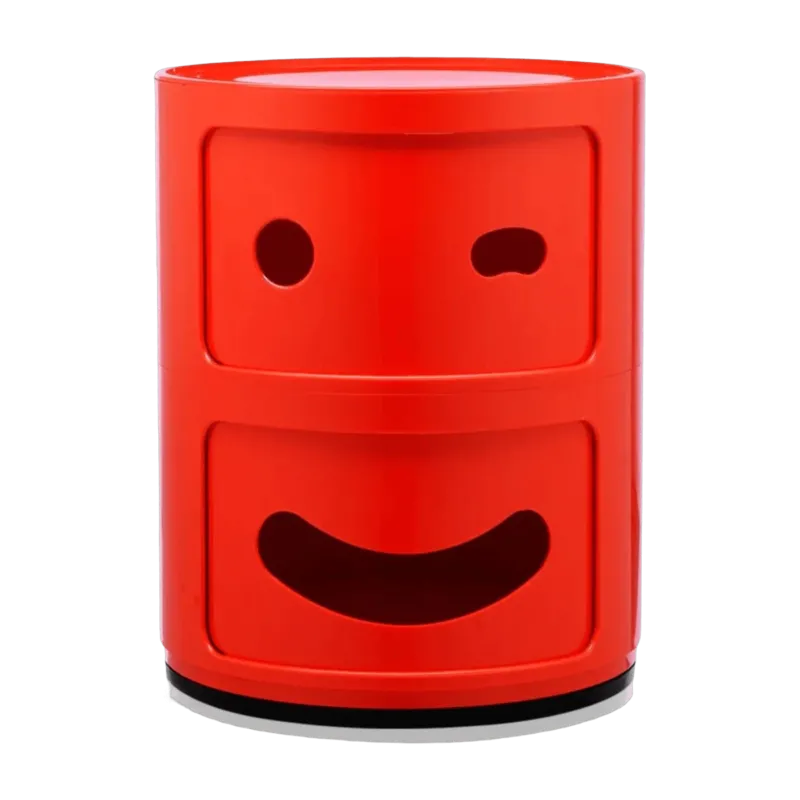 Table de chevet 2 tiroirs rouge Componibili Smile occhiolino - Kartell - The Cool Republic