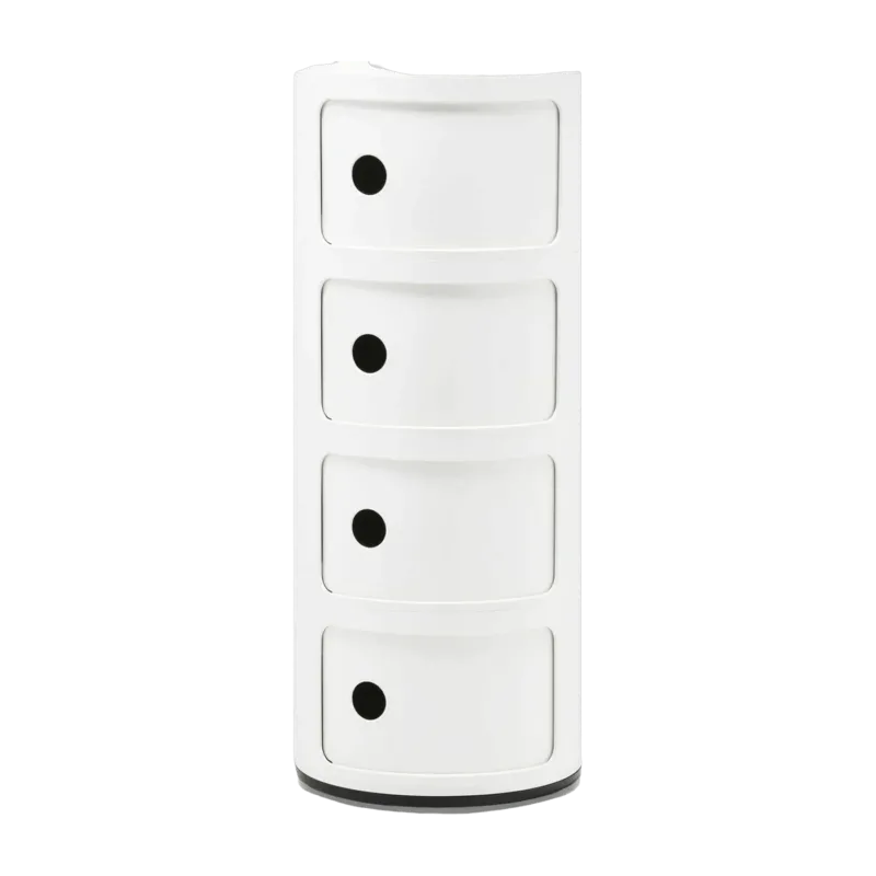 Table de chevet blanche 4 tiroirs Componibili - Kartell - The Cool Republic