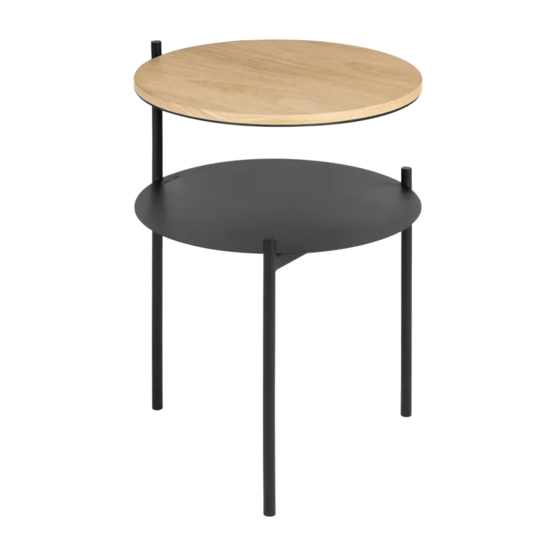 Table de chevet en chêne plaqué naturel et acier noire- noo.ma - The Cool Republic