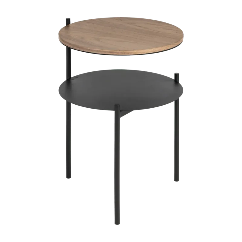 Table de chevet en noyer plaqué et acier noire - noo.ma - The Cool Republic