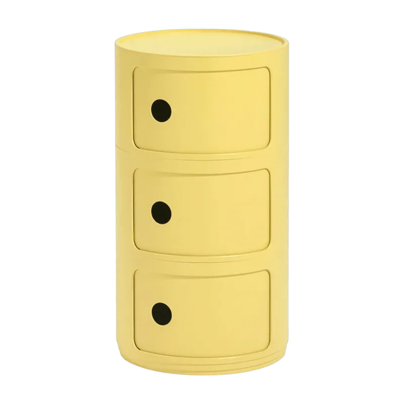 Table de chevet jaune 3 tiroirs Componibili Bio - Kartell - The Cool Republic