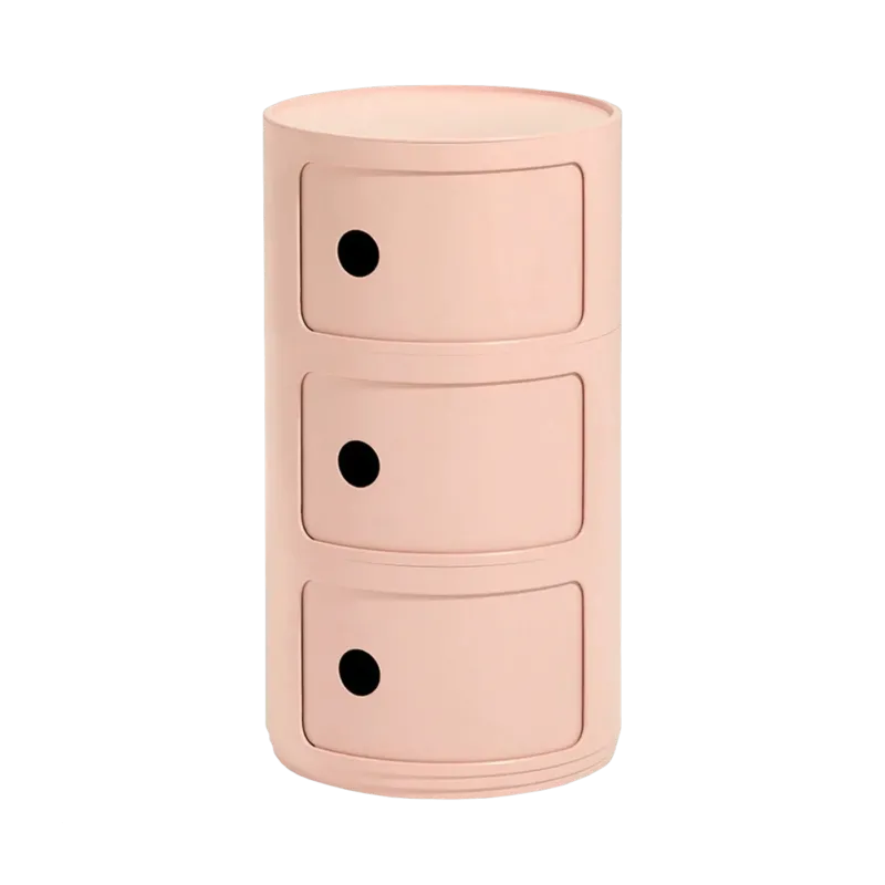 Table de chevet rose 3 tiroirs Componibili Bio - Kartell - The Cool Republic