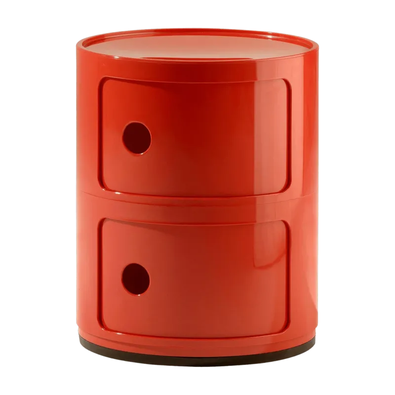 Table de chevet rouge 2 tiroirs Componibili - Kartell - The Cool Republic