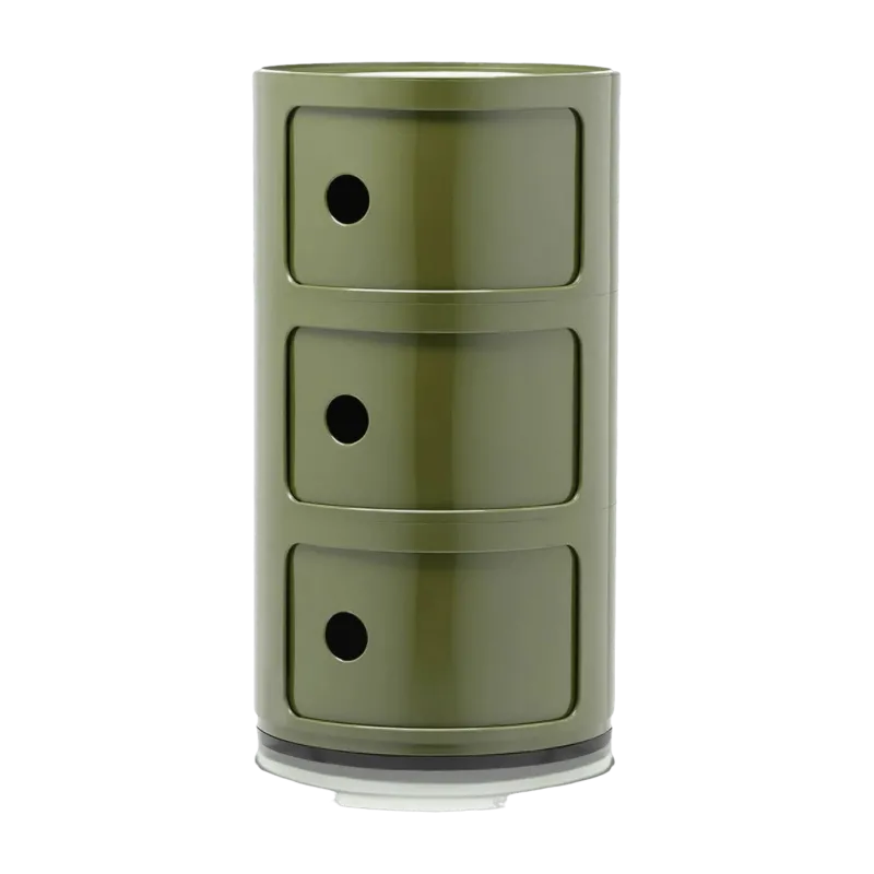 Table de chevet vert 3 tiroirs Componibili - Kartell - The Cool Republic