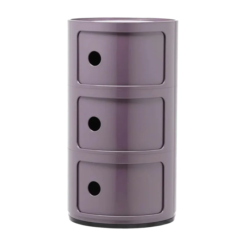 Table de chevet violet 3 tiroirs Componibili - Kartell - The Cool Republic
