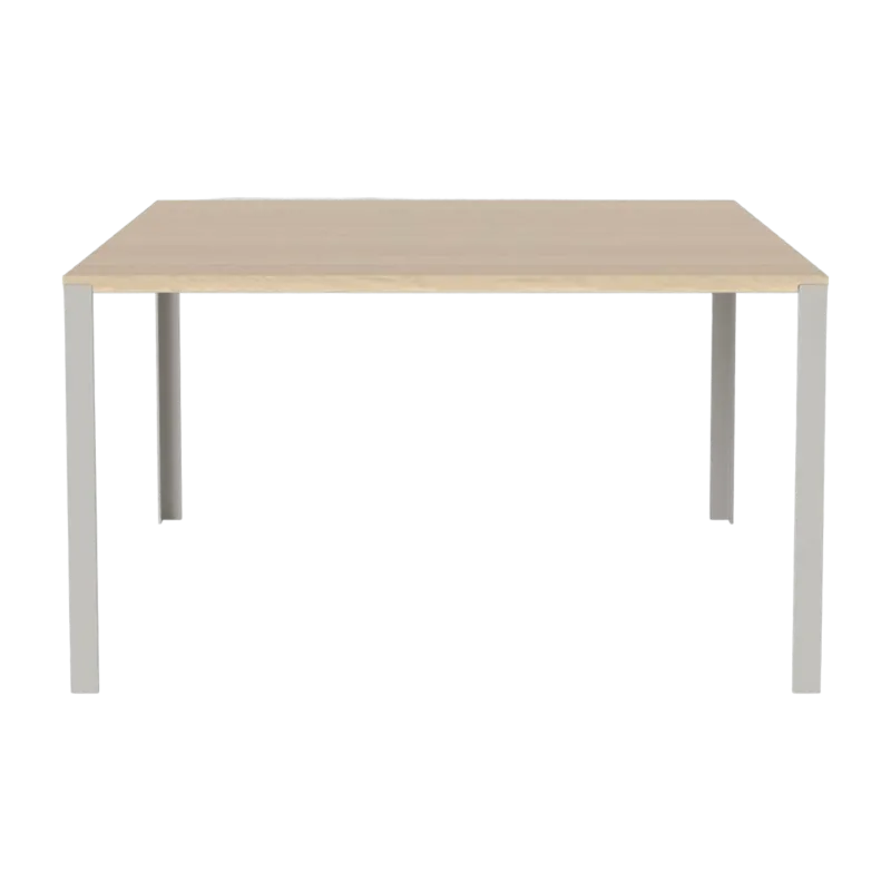 Table en chêne massif huilé pigmenté blanc et acier laqué gris 130 x 130 cm Link - Bolia - The Cool Republic