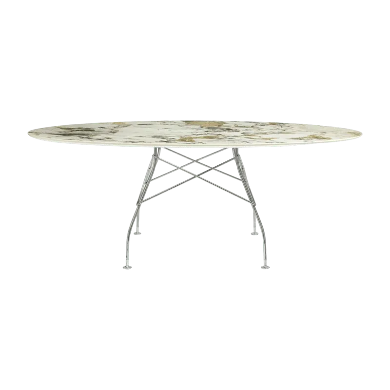 Table ovale effet marbre Symphonie et chromé 192x118 Glossy - Kartell - The Cool Republic