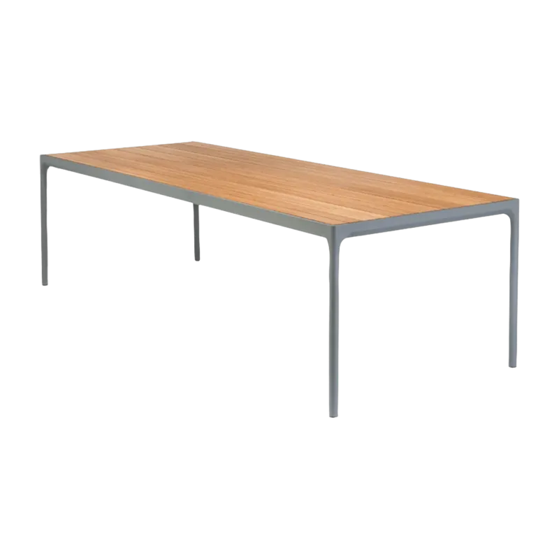 Table rectangulaire 210x90 cm en bambou et cadre gris FOUR - Houe - The Cool Republic
