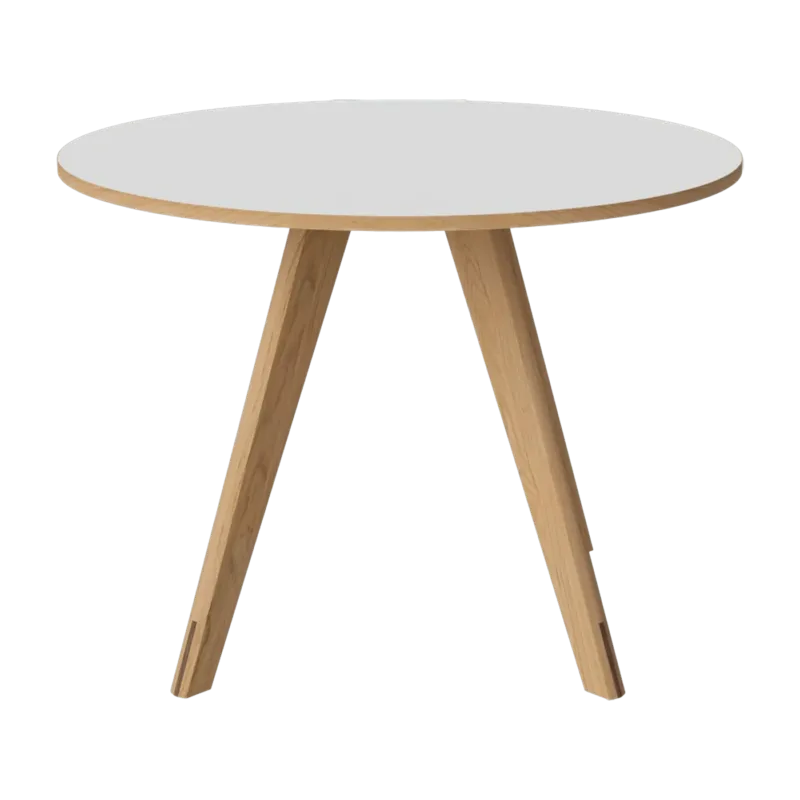 Table ronde en stratifié blanc et chêne massif huilé 100 cm New Mood - Bolia - The Cool Republic