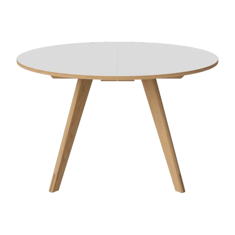 Table ronde en stratifié blanc et chêne massif huilé 123,5 cm New Mood - Bolia - The Cool Republic