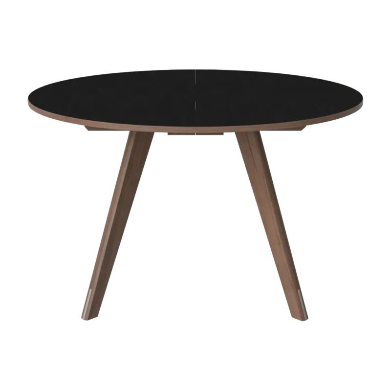 Table ronde en stratifié fenix noir et noyer massif huilé 123,5 cm New Mood - Bolia - The Cool Republic