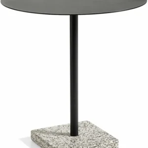 Table ronde plateau noir et pied terrazzo anthracite 70 cm - HAY