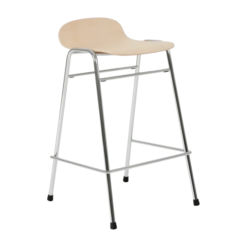 Tabouret de bar 65 cm en bois naturel et cadre argenté Touchwood - Hem - The Cool Republic