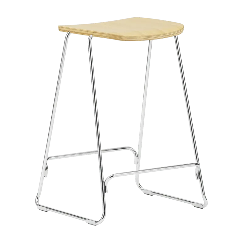 Tabouret de bar 65 cm en chêne et métal argenté Just Chrome/ Oak - Normann Copenhagen - The Cool Republic