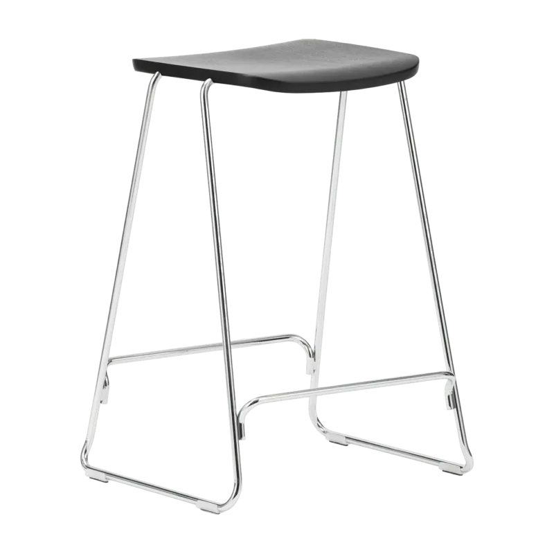Tabouret de bar 65 cm en chêne noir et métal argenté Just noir/ Chrome - Normann Copenhagen - The Cool Republic