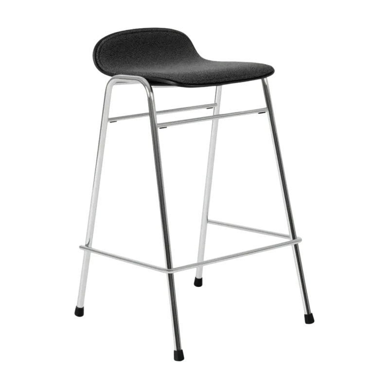Tabouret de bar 65 cm en tissu noir et cadre argenté Touchwood - Hem - The Cool Republic