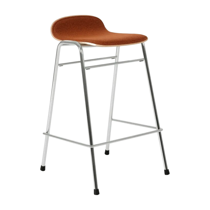 Tabouret de bar 65 cm en tissu rouge et cadre argenté Touchwood - Hem - The Cool Republic