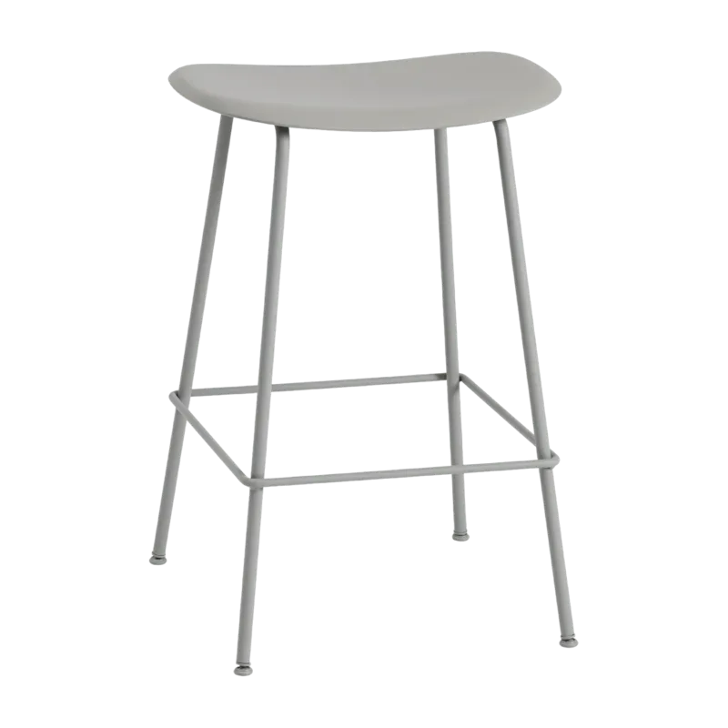 Tabouret de bar 65 cm gris piétement tubes Fiber - Muuto - The Cool Republic