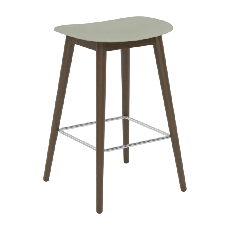 Tabouret de bar 65cm gris piétement en chêne marron Fiber - Muuto - The Cool Republic