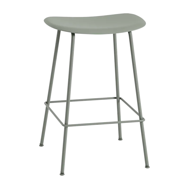 Tabouret de bar 65cm vert piétement tubes Fiber - Muuto - The Cool Republic