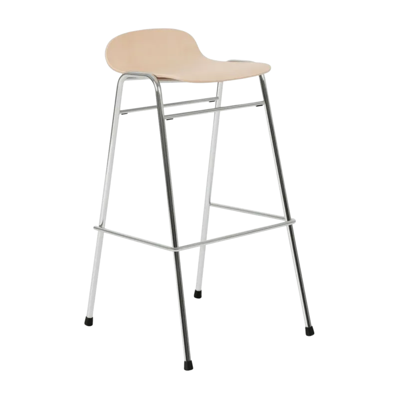 Tabouret de bar 75 cm en bois naturel et cadre argenté Touchwood - Hem - The Cool Republic