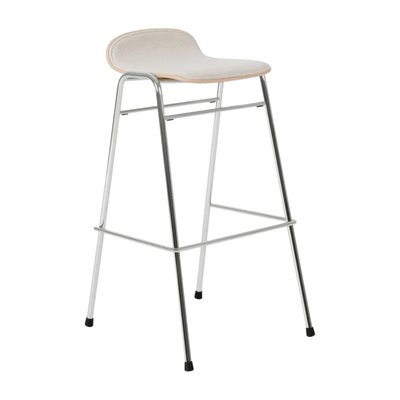 Tabouret de bar 75 cm en tissu gris et cadre argenté Touchwood - Hem - The Cool Republic